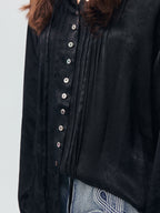 Bear Jacquard Ruffled Satin Shirt