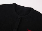 Mixed Material Bow Knit Cardigan