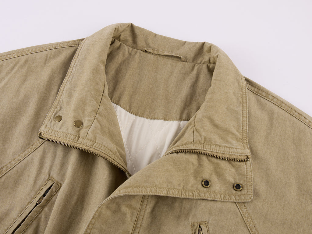 Washed Bow Pocket Padded Parka