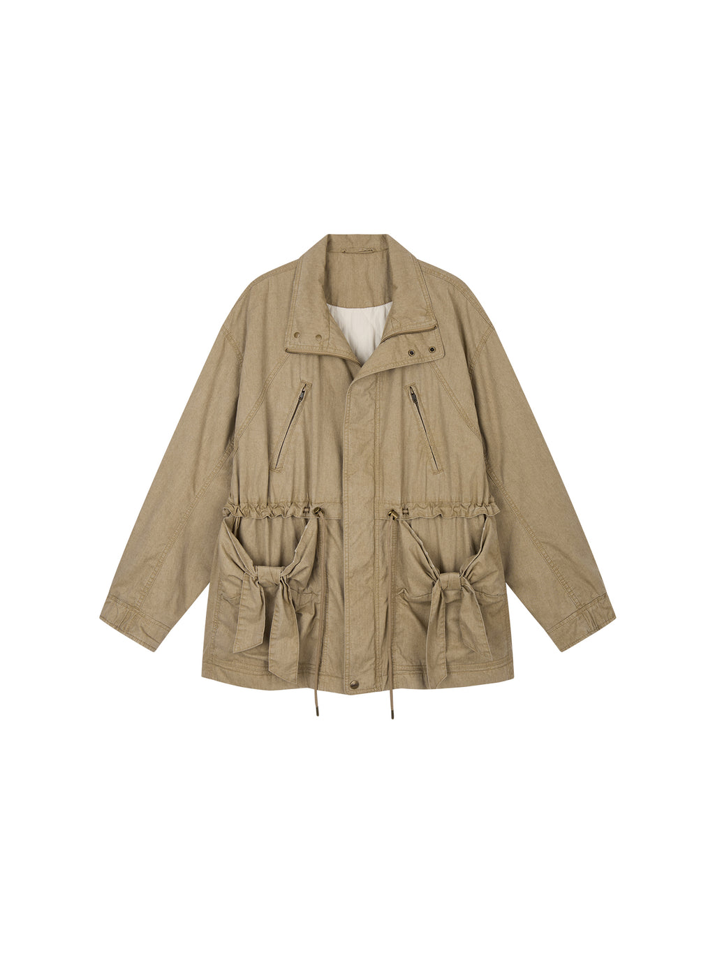 Washed Bow Pocket Padded Parka