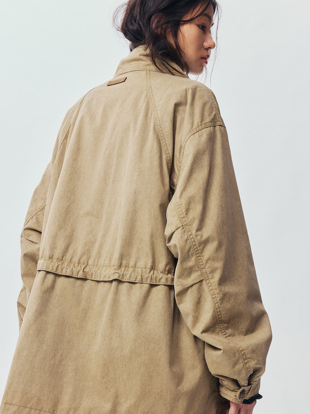 Washed Bow Pocket Padded Parka