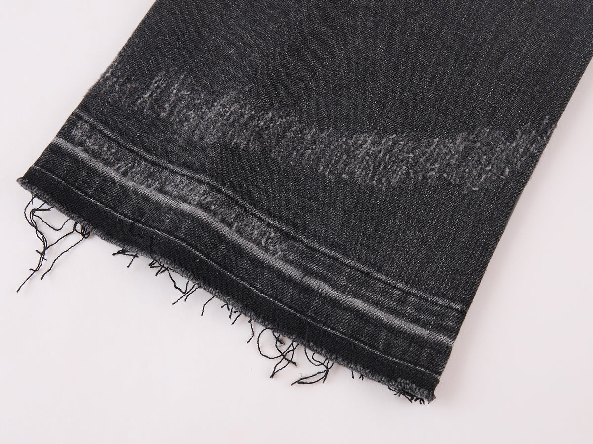 Slim Straight Leg Raw Hem Jeans
