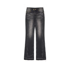 Slim Straight Leg Raw Hem Jeans