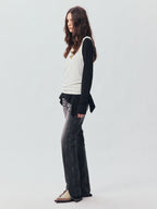 Slim Straight Leg Raw Hem Jeans
