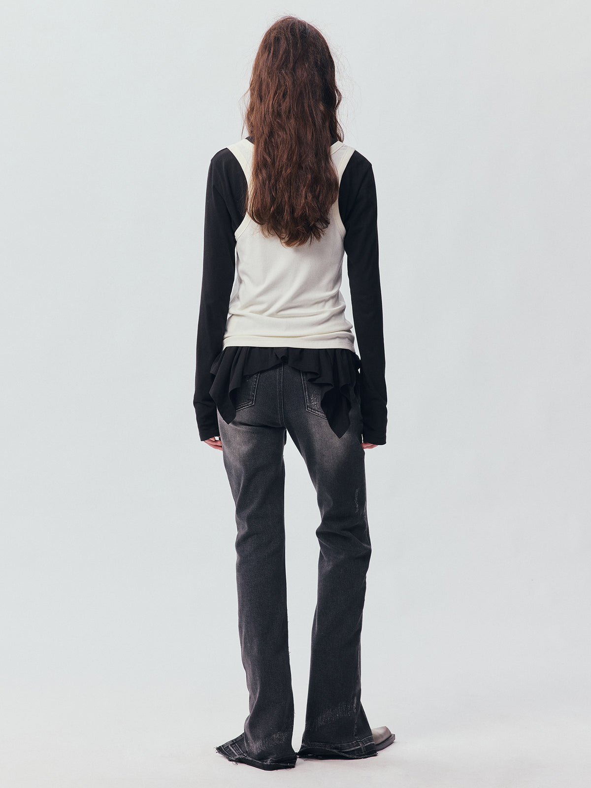 Slim Straight Leg Raw Hem Jeans