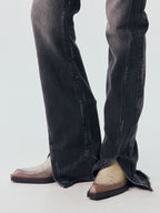 Slim Straight Leg Raw Hem Jeans
