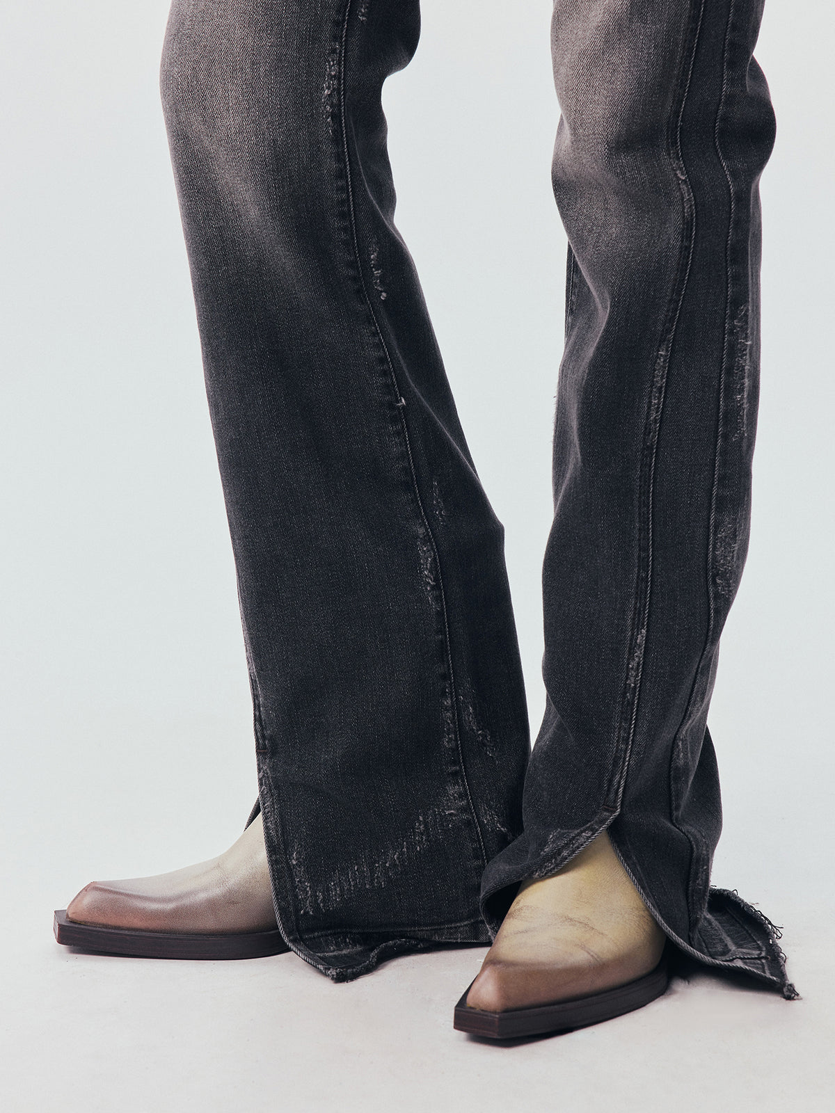 Slim Straight Leg Raw Hem Jeans