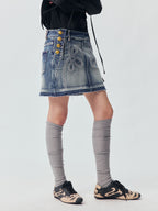 Office Braid Denim Mini Skirt