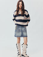 Office Braid Denim Mini Skirt