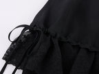 Black Flowing Layered Lace Skirt