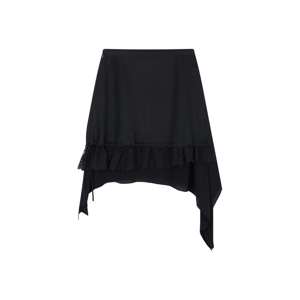Black Flowing Layered Lace Skirt