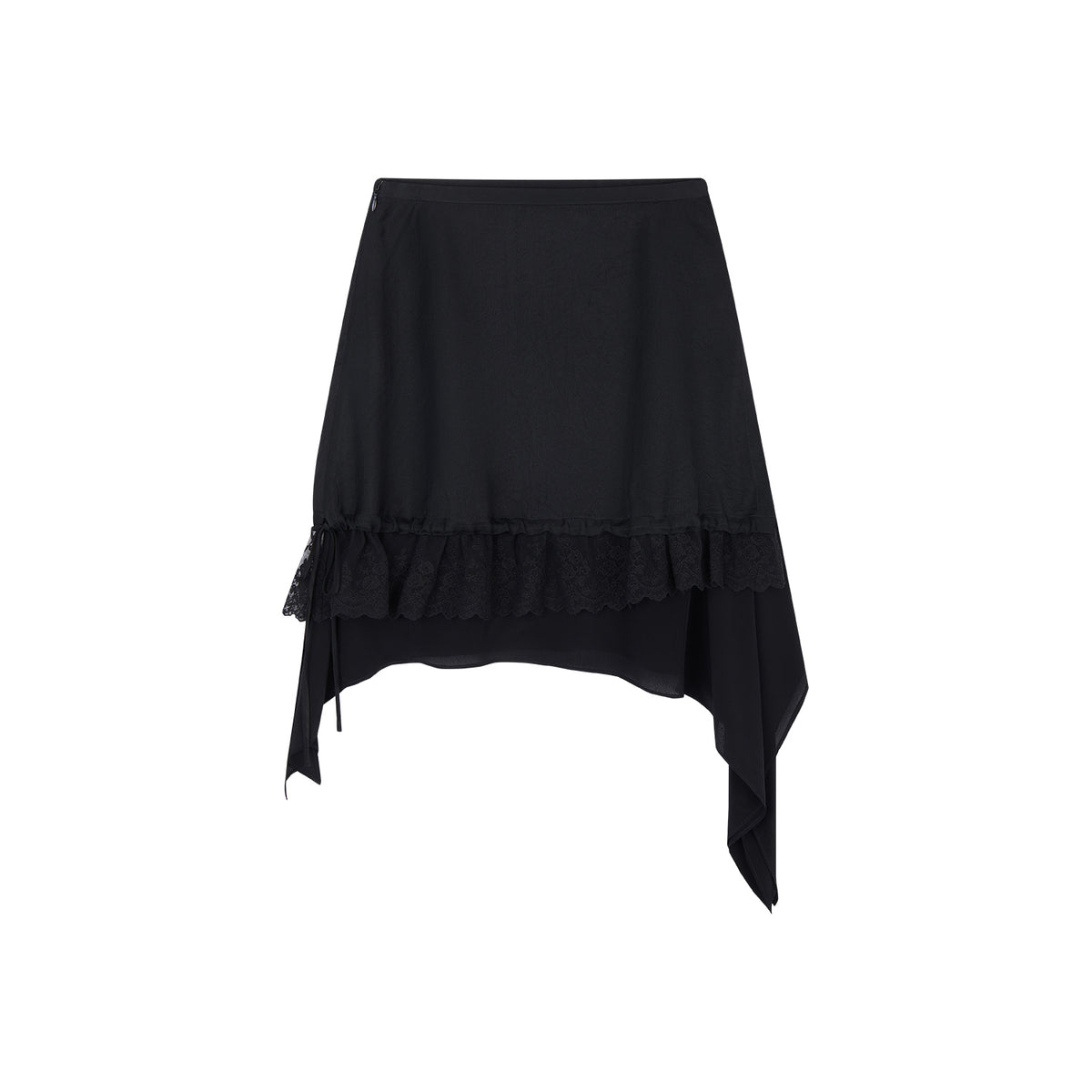 Black Flowing Layered Lace Skirt