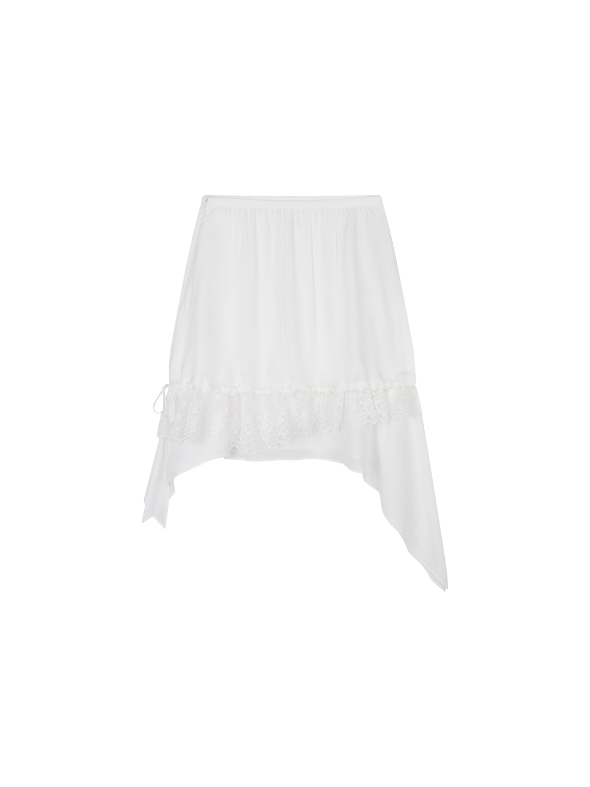Beige Flowing Tiered Lace Skirt