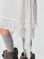 Beige Flowing Tiered Lace Skirt