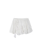 Sculpted Flower Tiered Satin Mini Skirt