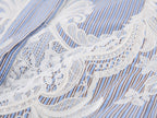 Lace Embroidered Striped Padded Shirt Jacket