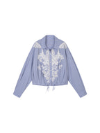 Lace Embroidered Striped Shirt