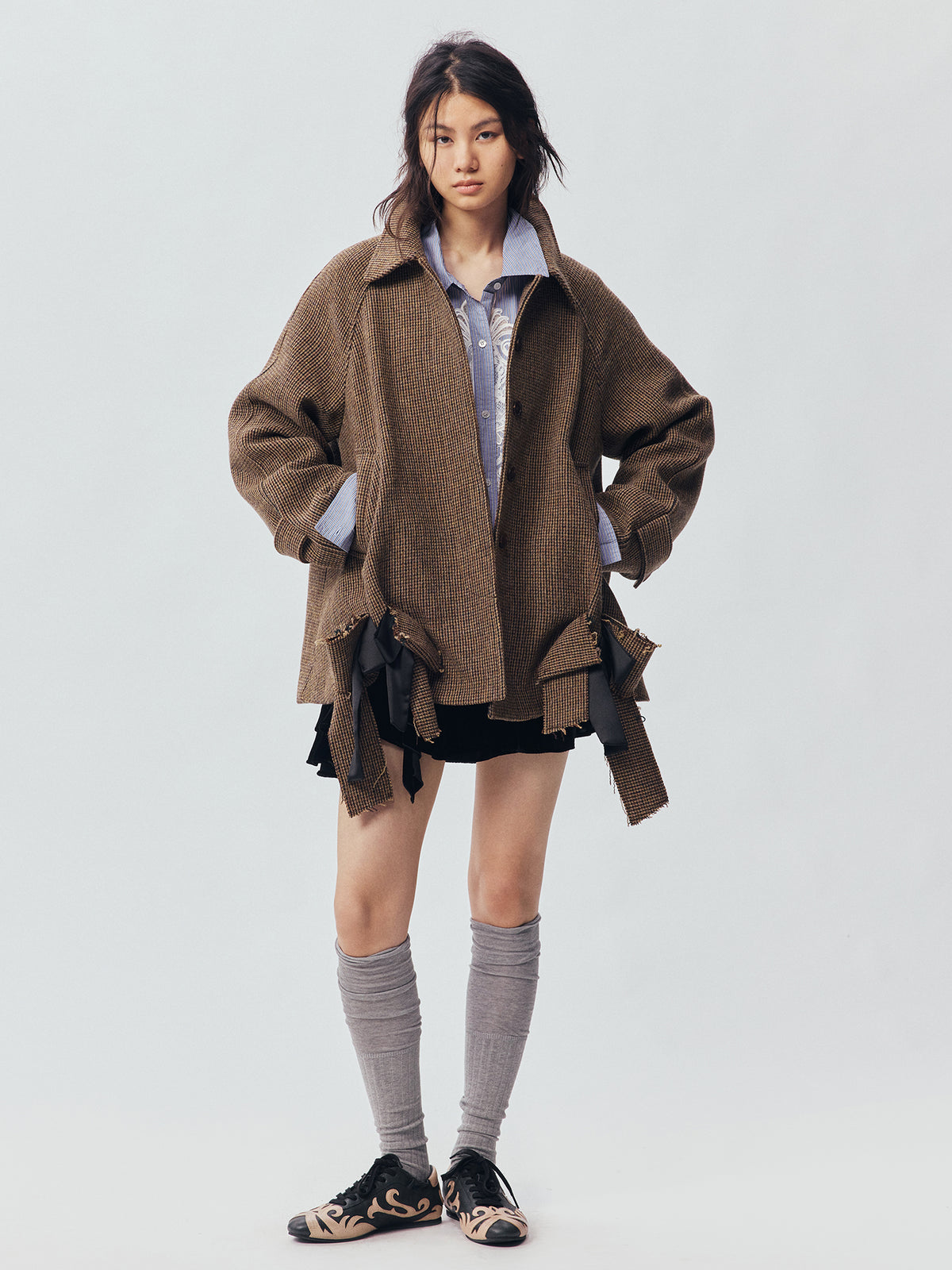Bow Hem Balmacaan Coat