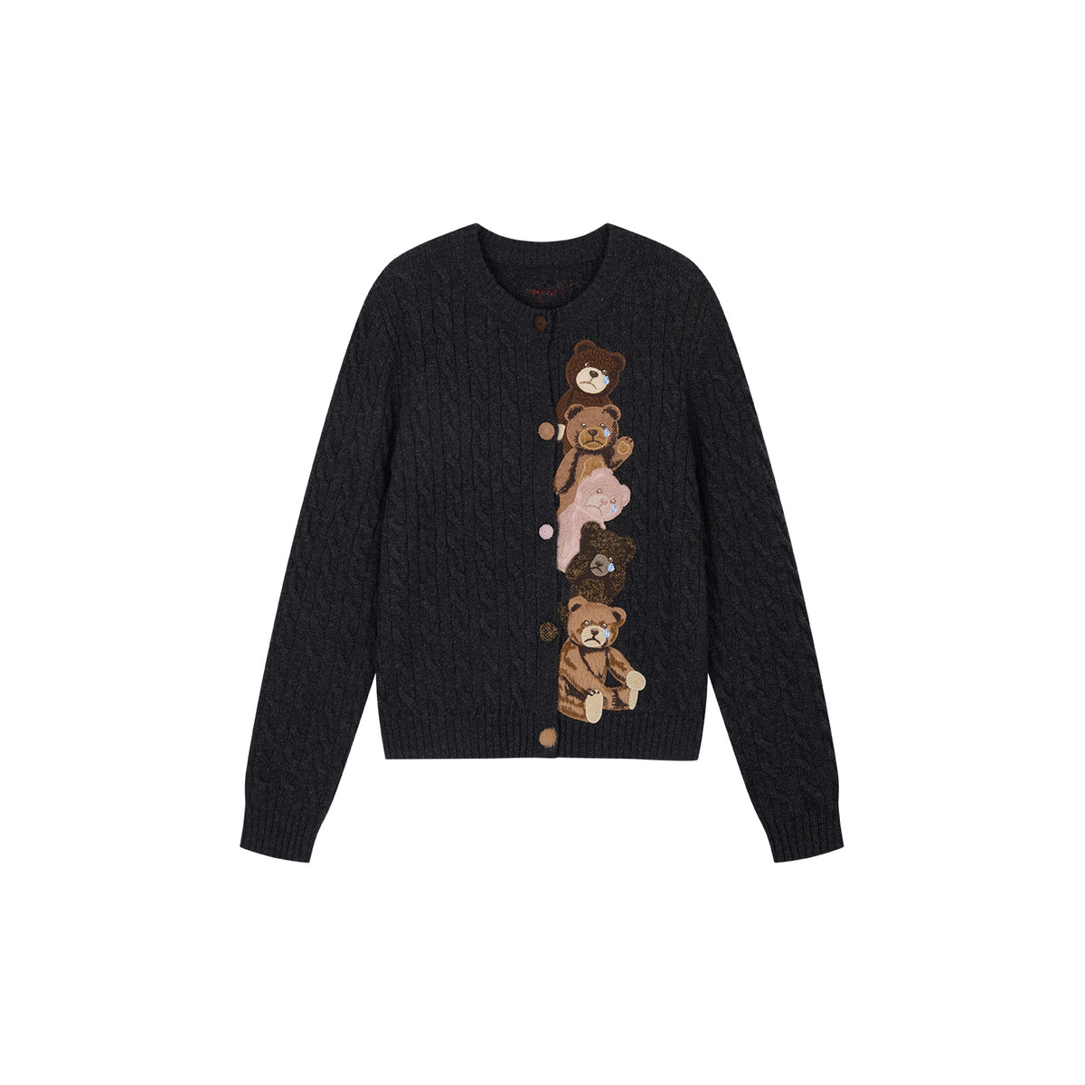 Petty Teddy Embroidered Cable Knit Cardigan