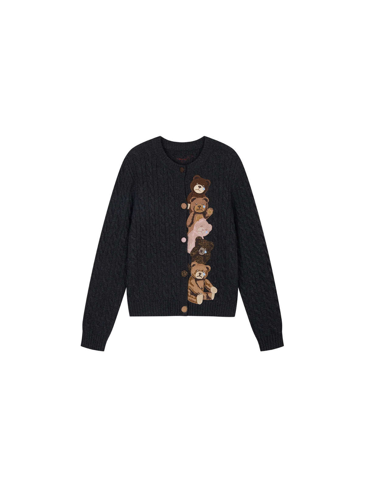 Petty Teddy Embroidered Cable Knit Cardigan