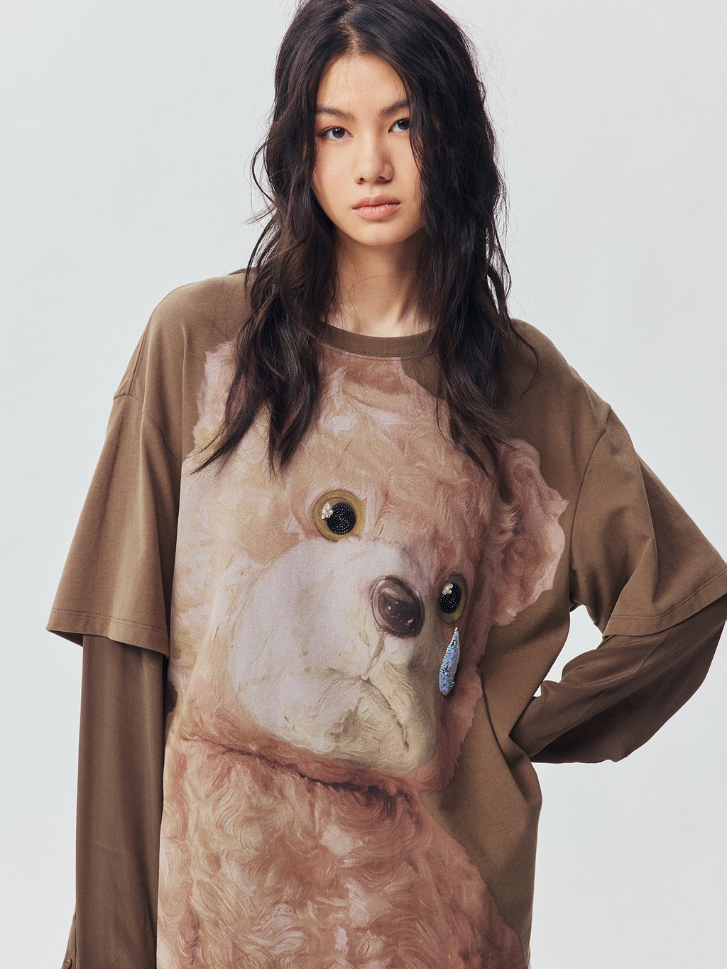 Petty Teddy Beaded Faux-Layer Sweatshirt