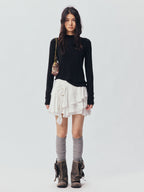 Petty Teddy Embroidered Mock Neck Top