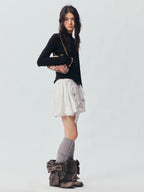 Petty Teddy Embroidered Mock Neck Top
