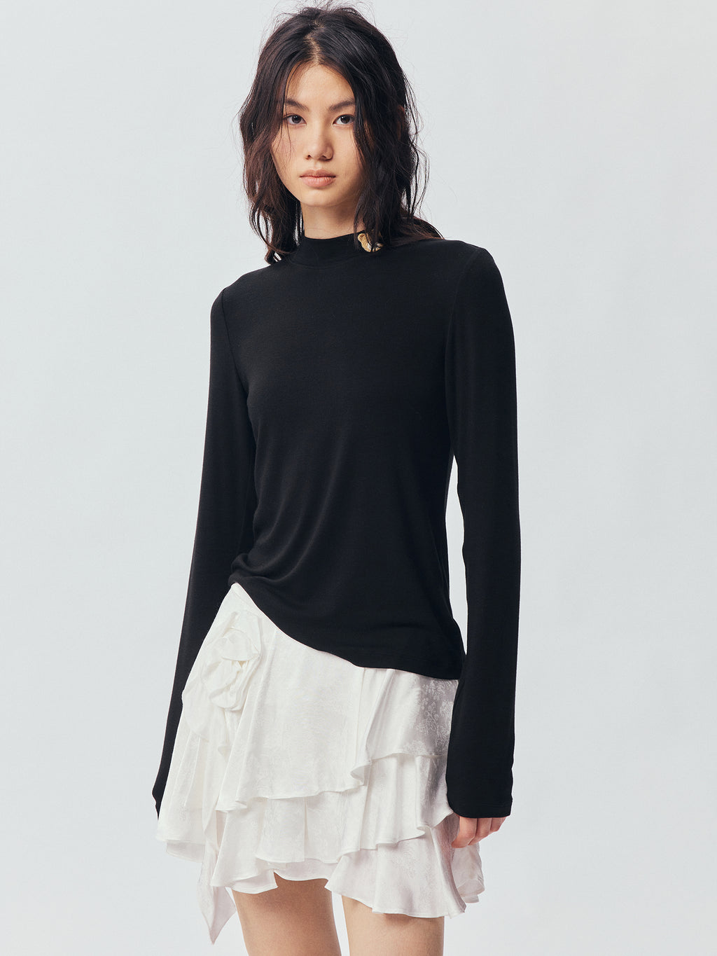 Petty Teddy Embroidered Mock Neck Top