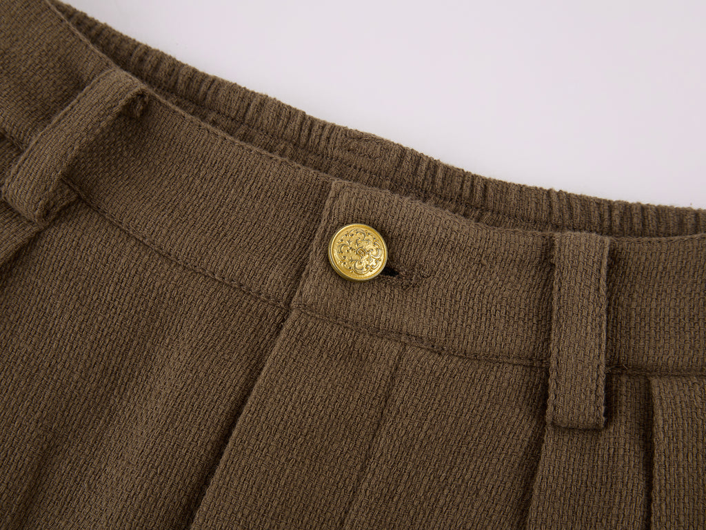 Vintage Textured Military Trousers