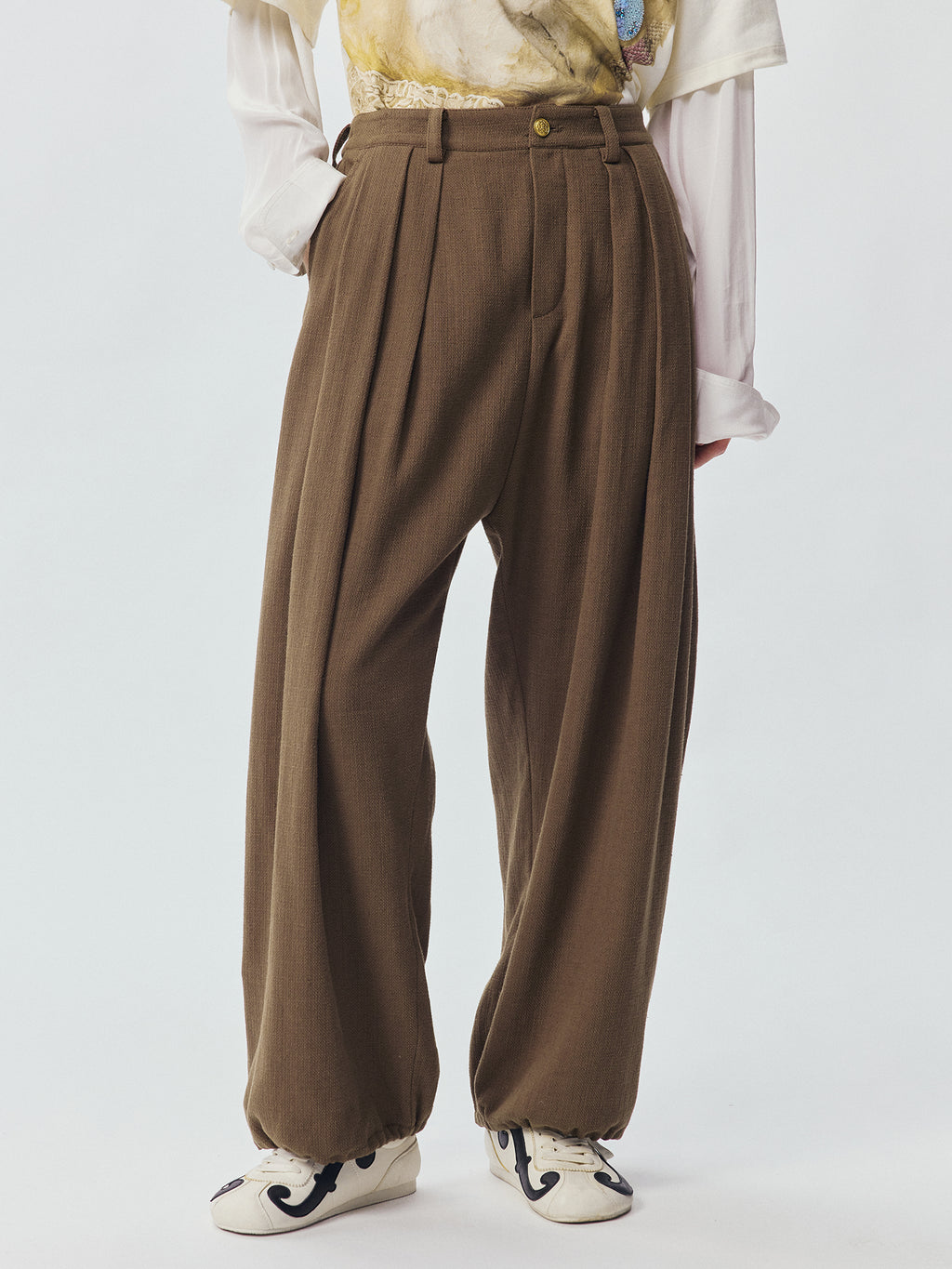 Vintage Textured Military Trousers