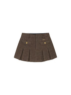 Military Button Wool Pleated Mini Skirt