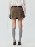 Military Button Wool Pleated Mini Skirt