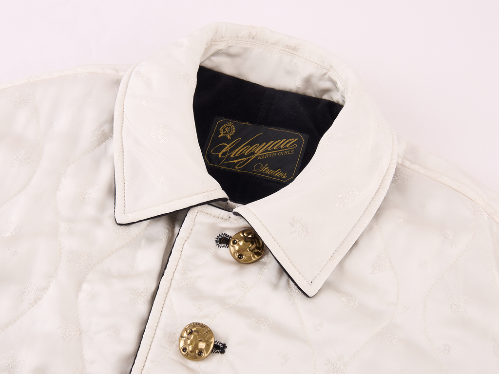 Reversible Vintage Officer-Button Puffer Jacket
