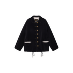 Reversible Vintage Officer-Button Puffer Jacket