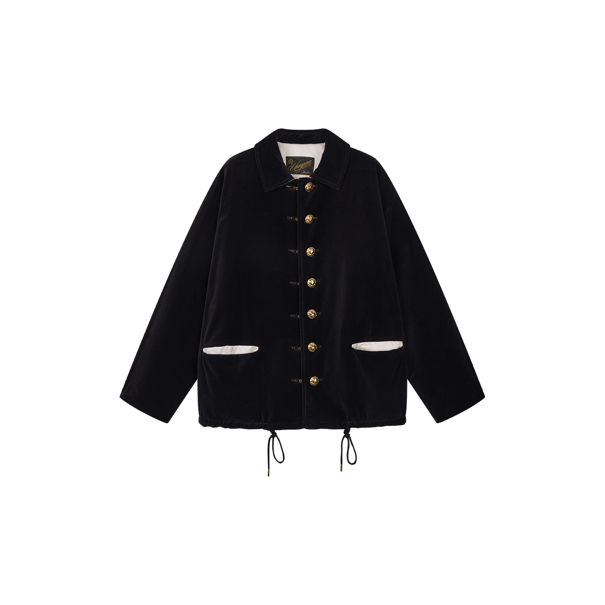 Reversible Vintage Officer-Button Puffer Jacket