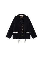 Reversible Vintage Officer-Button Puffer Jacket