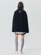 Reversible Vintage Officer-Button Puffer Jacket