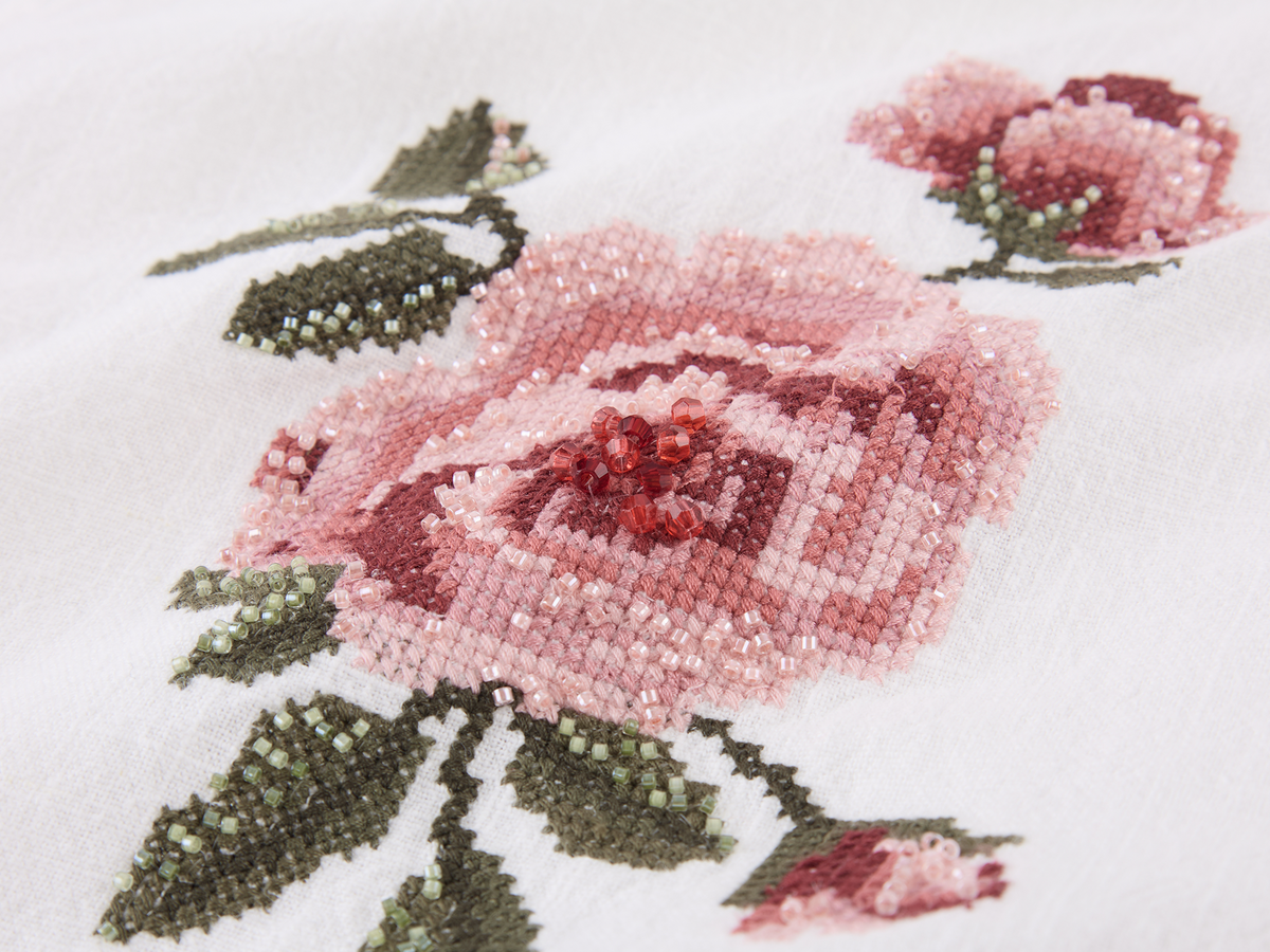Vintage Floral-Embroidered Textured Shirt