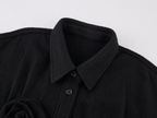 Relaxed Floral-Appliqué Wool Shirt