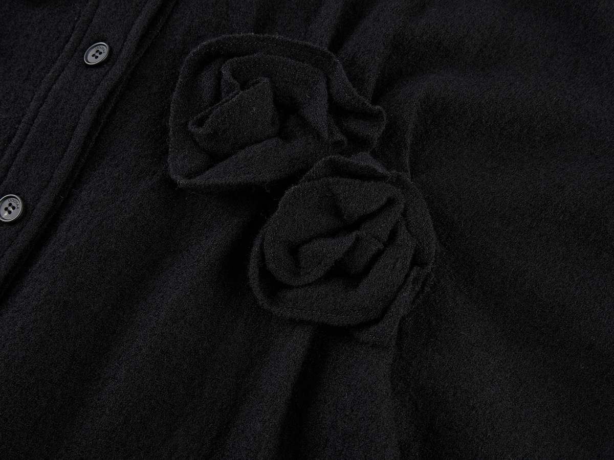 Relaxed Floral-Appliqué Wool Shirt
