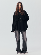 Relaxed Floral-Appliqué Wool Shirt