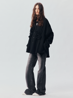 Relaxed Floral-Appliqué Wool Shirt