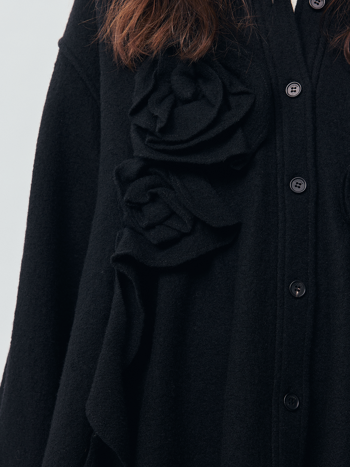 Relaxed Floral-Appliqué Wool Shirt