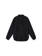Asymmetric Ruffle Floral-Applique Shirt