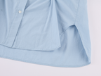 Mist-Blue Floral-Appliqué Cotton Shirt