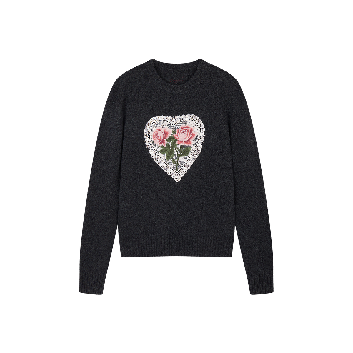 Vintage Heart-Lace Embroidered Sweater