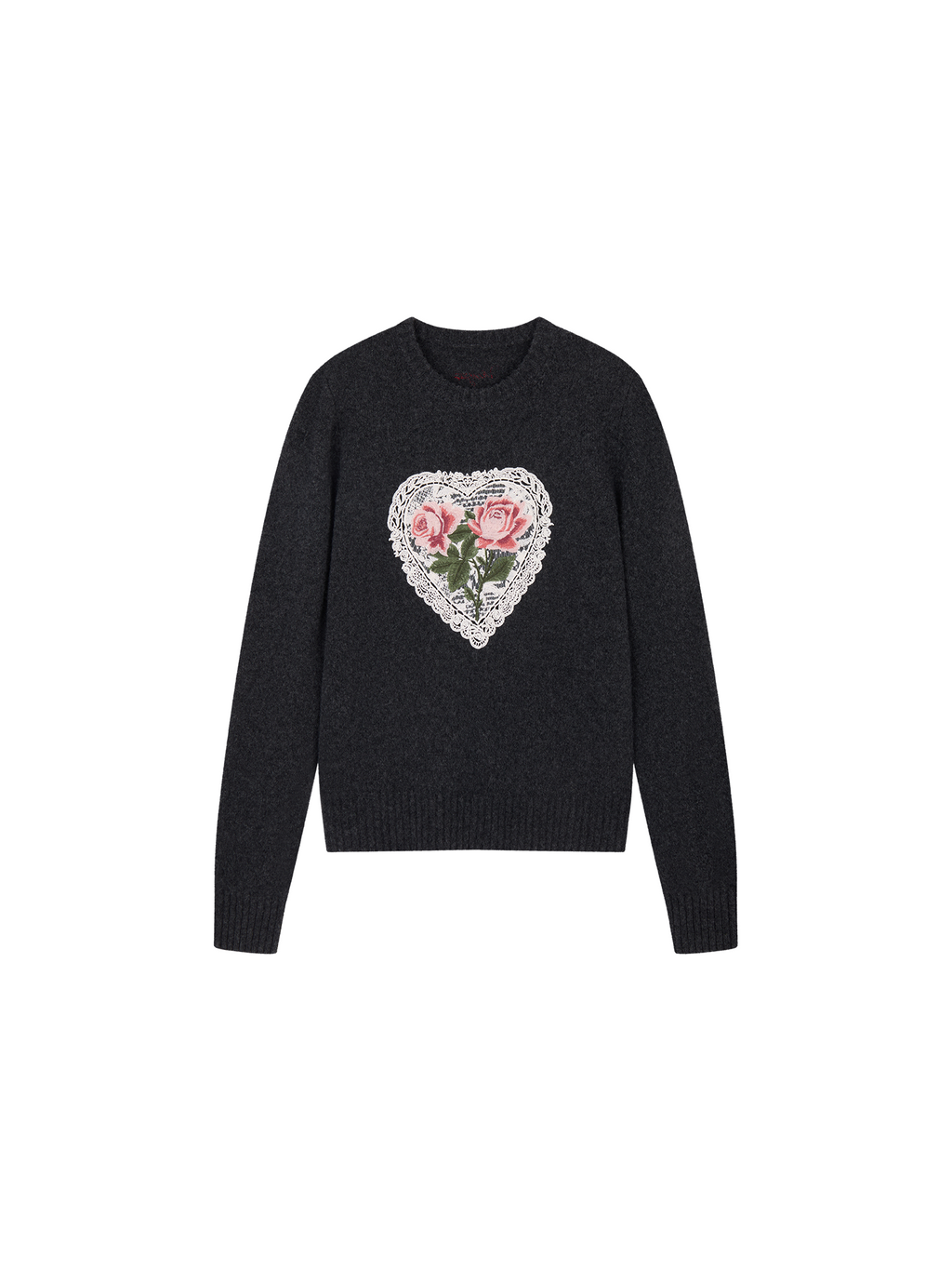 Vintage Heart-Lace Embroidered Sweater