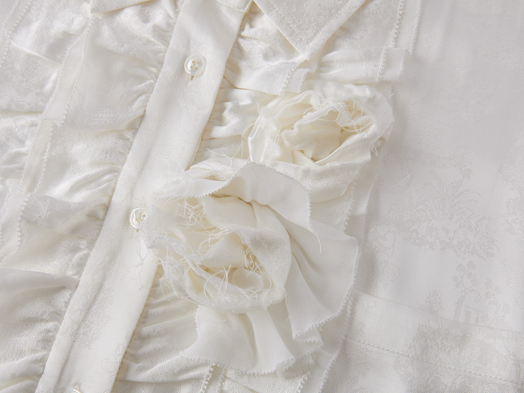 Relaxed Floral-Appliqué Shirt Dress