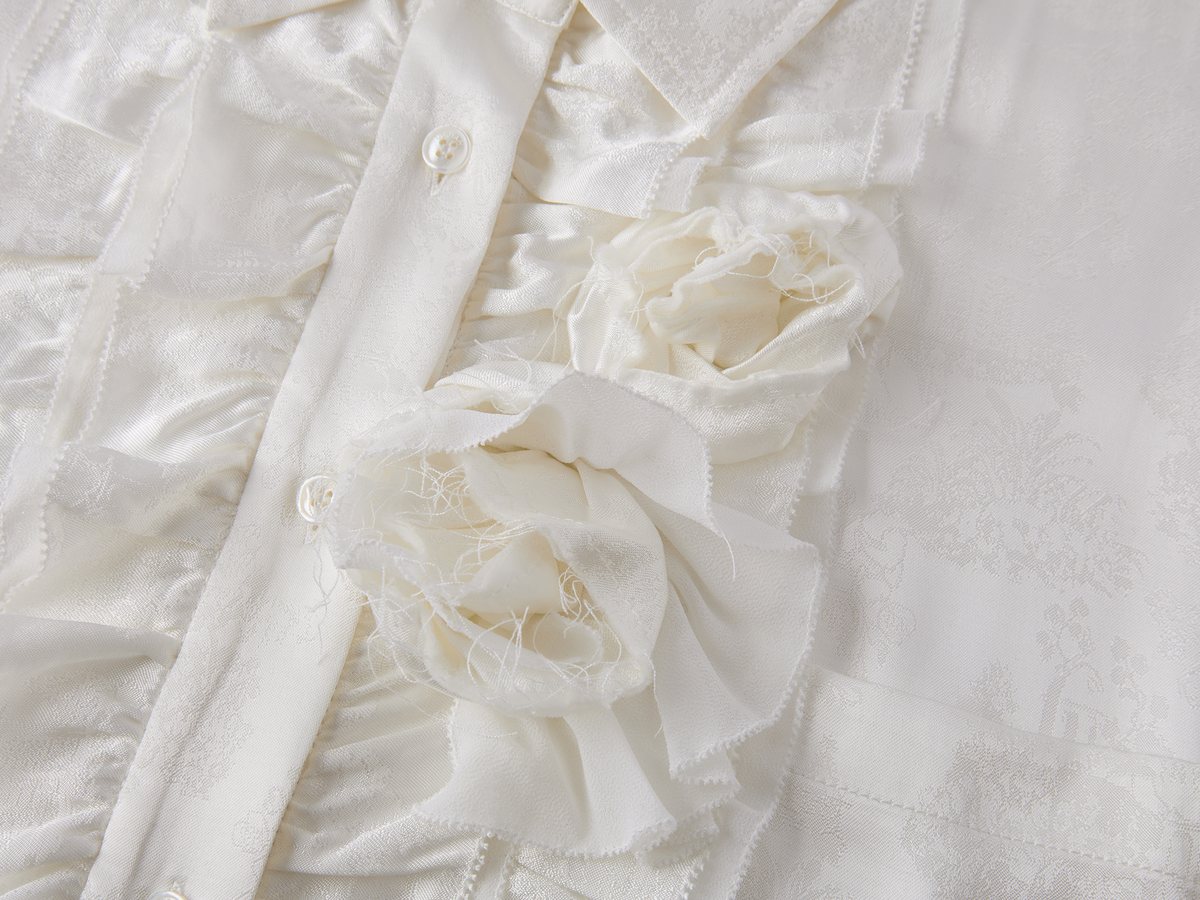 Relaxed Floral-Appliqué Shirt Dress