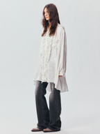 Relaxed Floral-Appliqué Shirt Dress